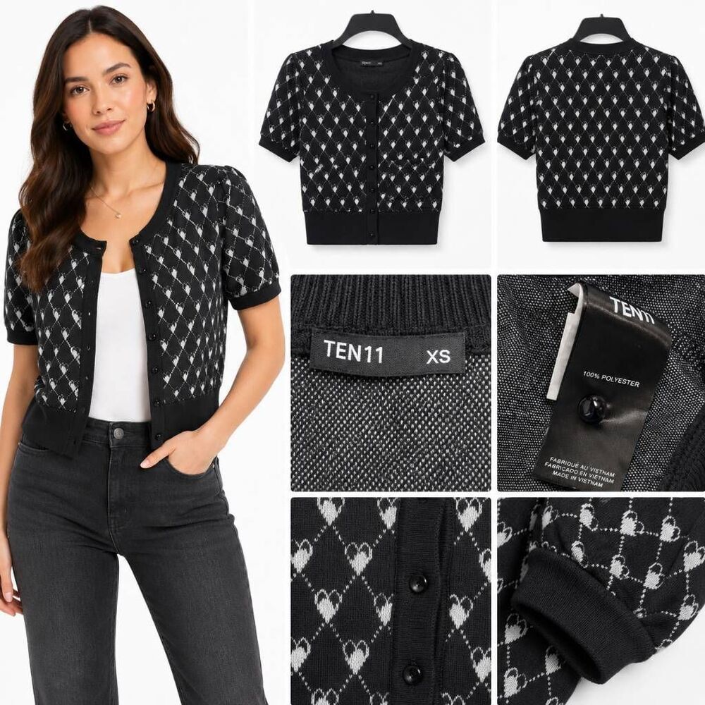 TEN 11 Juniors XS Cropped Cardigan Sweater